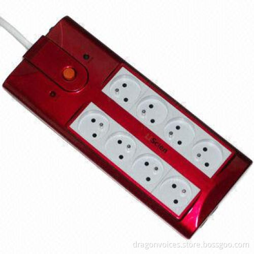 8-outlet Power Strip with RJ11 Connector with overload protection for European
